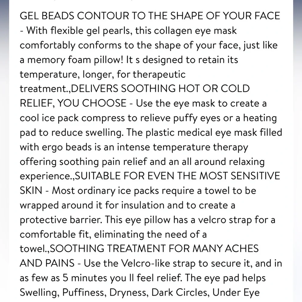 Eye‎ masks for microwave / freeze NWT great for migraine relief, allergies